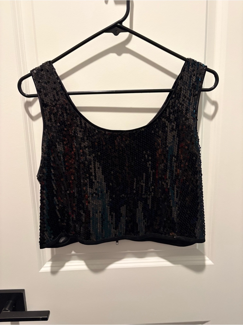 Amazon Black Sequin Scoop Crop Top